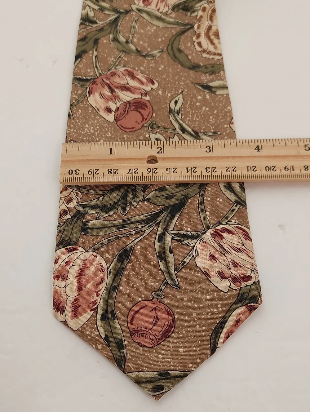 Brigatti Men's Tie Floral Silk Tie in Dusty Rose Olive Wedding Guest